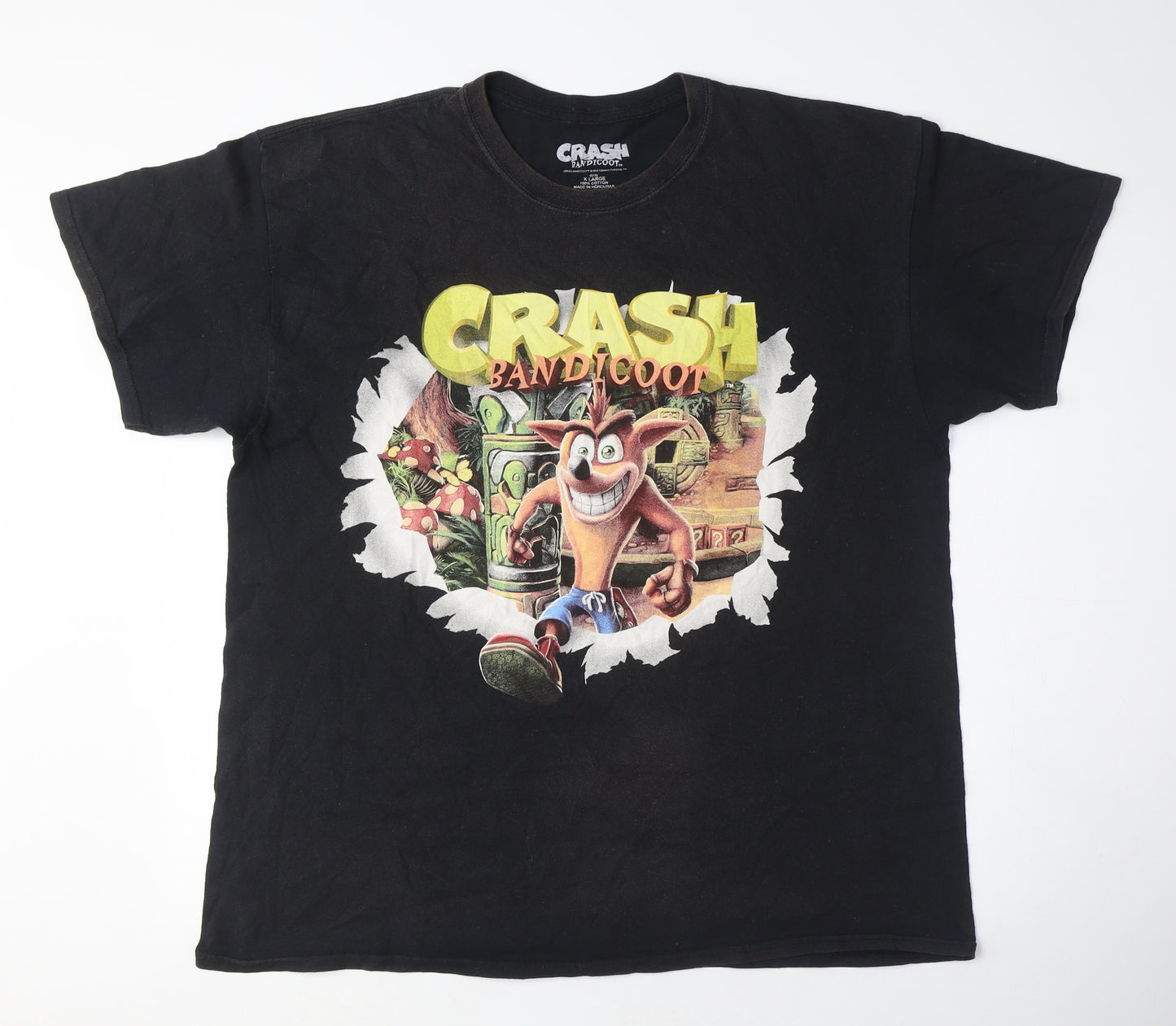 Crash Bandicoot Men's Black XL Cotton T-Shirt