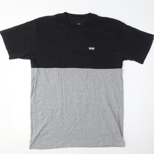 Vans Men's Black Grey Colourblock T-Shirt Size M