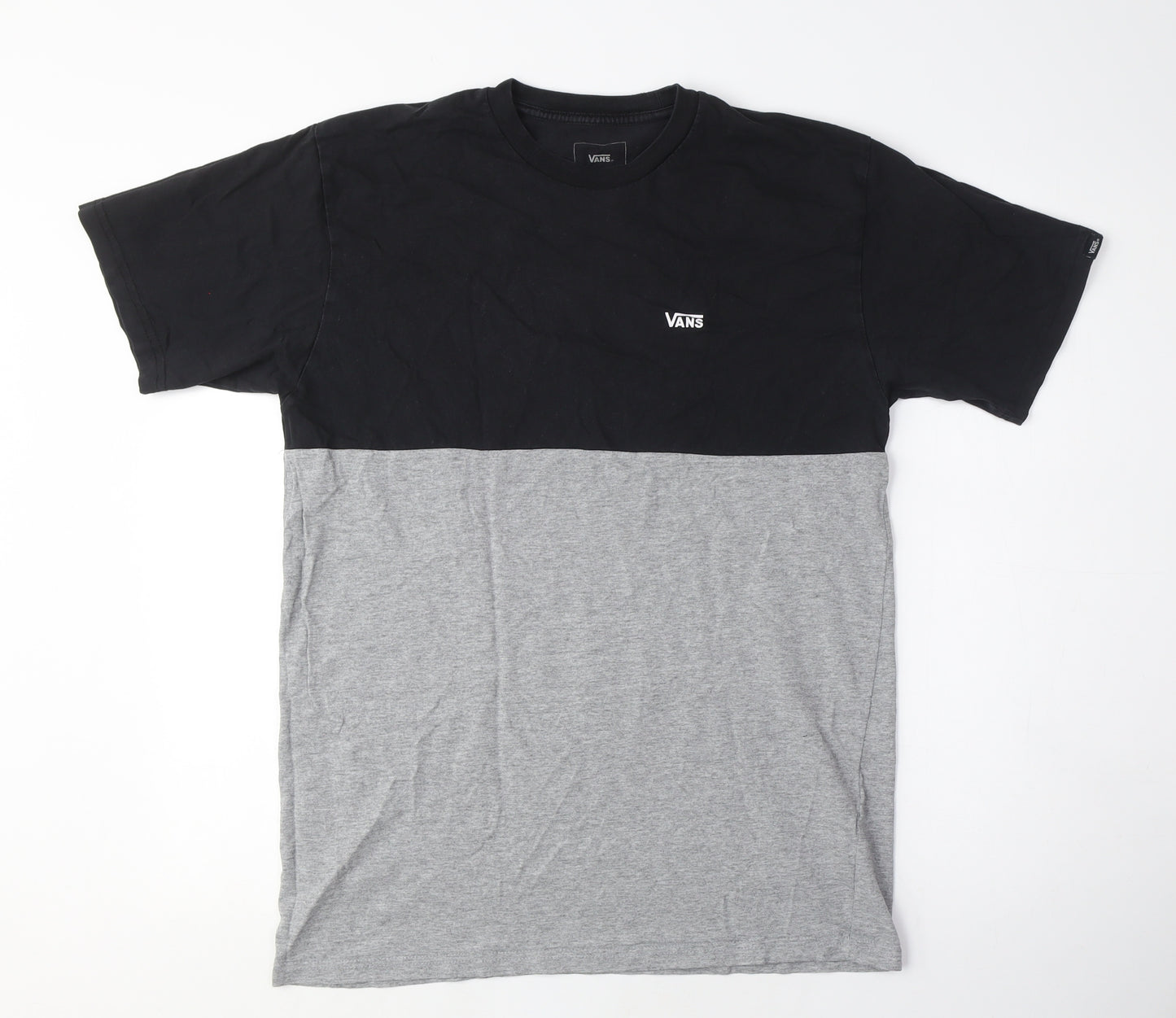 Vans Men's Black Grey Colourblock T-Shirt Size M