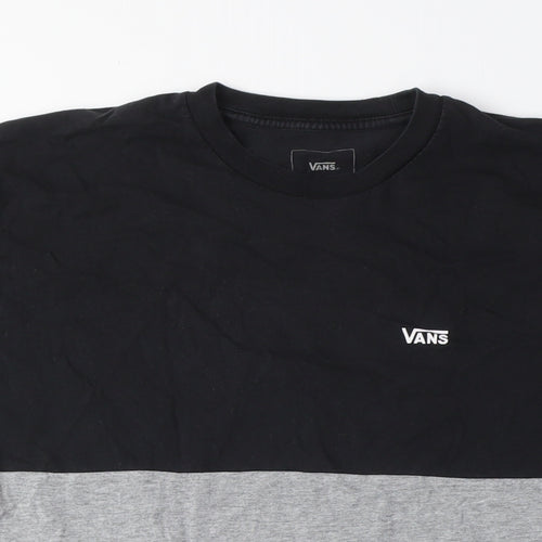 Vans Men's Black Grey Colourblock T-Shirt Size M