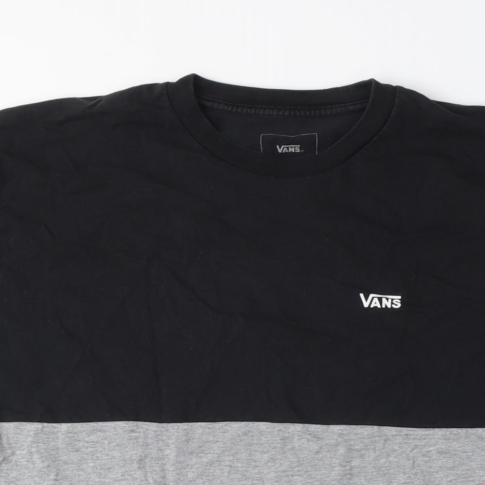 Vans Men's Black Grey Colourblock T-Shirt Size M