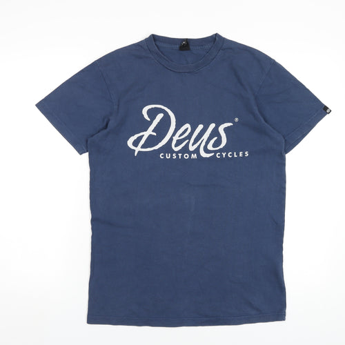 Deus ex Machina Mens Blue Cotton T-Shirt Size M Round Neck - Deus Custom Cycles