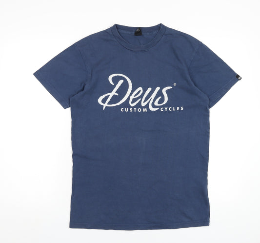 Deus ex Machina Mens Blue Cotton T-Shirt Size M Round Neck - Deus Custom Cycles