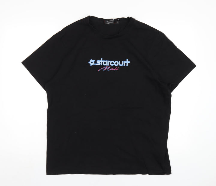 Stranger Things Mens Black Cotton T-Shirt Size L Round Neck - Starcourt Mall