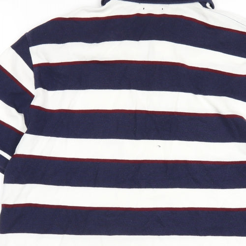 Polo Ralph Lauren Mens Blue Striped Cotton Polo Size M Collared Button