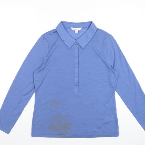 Autograph Womens Blue Wool Basic Polo Size 14 Collared