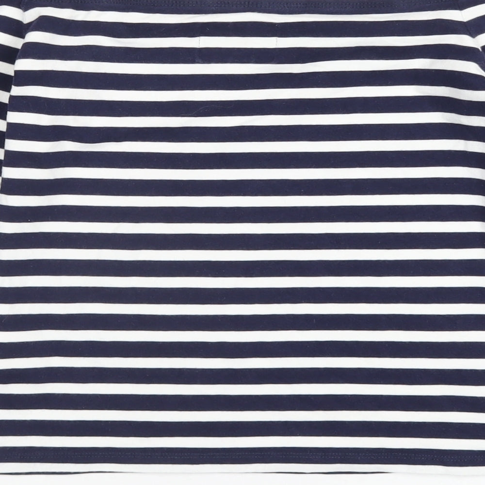 Superdry Womens Blue Striped Cotton Basic T-Shirt Size XS Off the Shoulder