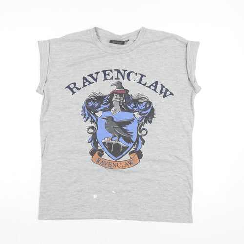 Harry Potter Womens Grey Cotton Basic T-Shirt Size 12 Round Neck - Ravenclaw