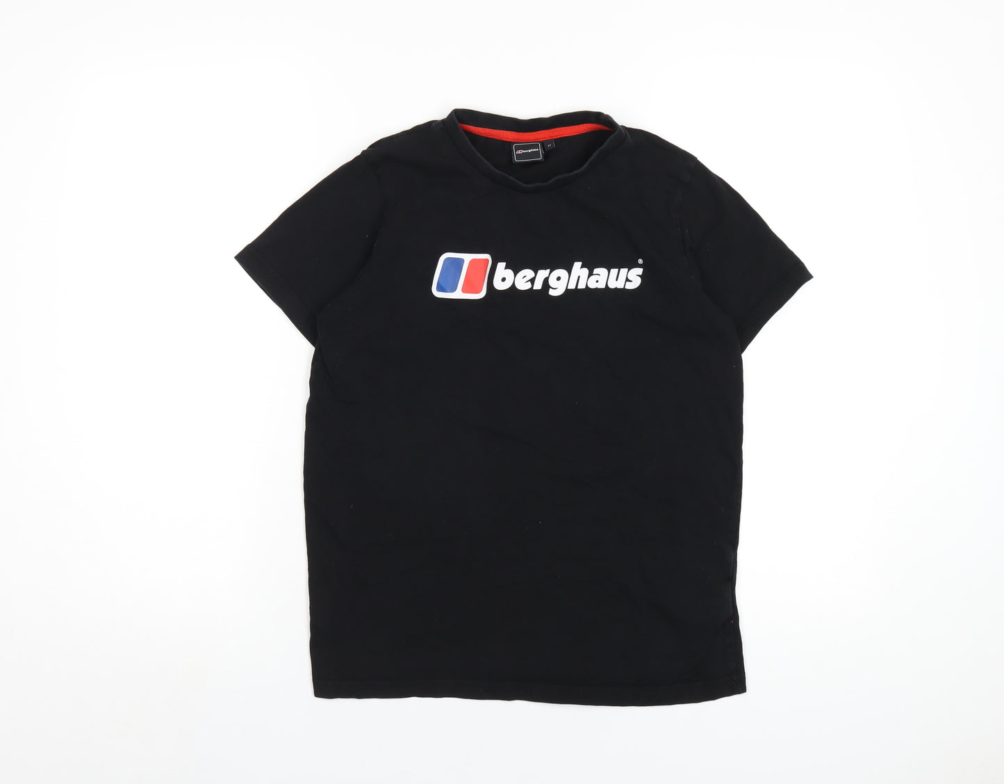 Berghaus Boys Black Cotton Basic T-Shirt Size 13 Years Round Neck Pullover