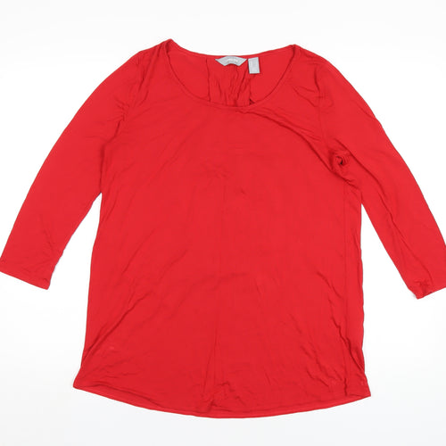 Lands' End Womens Red Viscose Basic T-Shirt Size S Round Neck