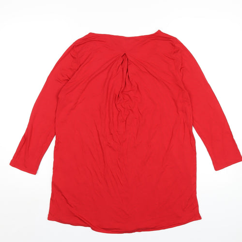 Lands' End Womens Red Viscose Basic T-Shirt Size S Round Neck