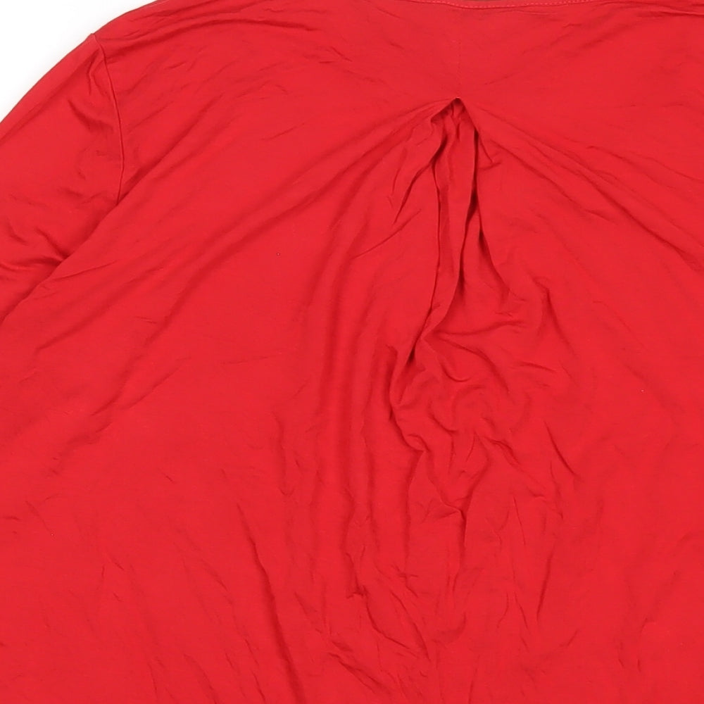 Lands' End Womens Red Viscose Basic T-Shirt Size S Round Neck