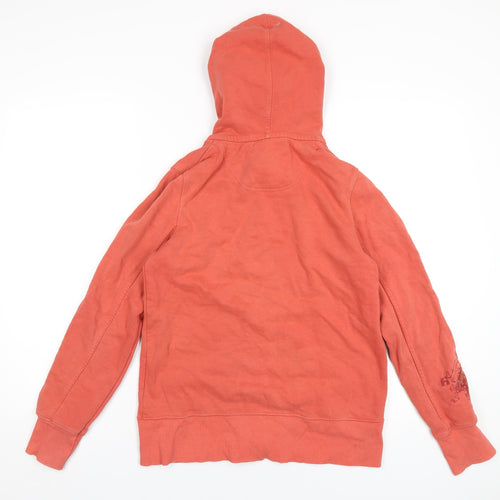 Fat Face Womens Orange Cotton Full Zip Hoodie Size 10 Zip