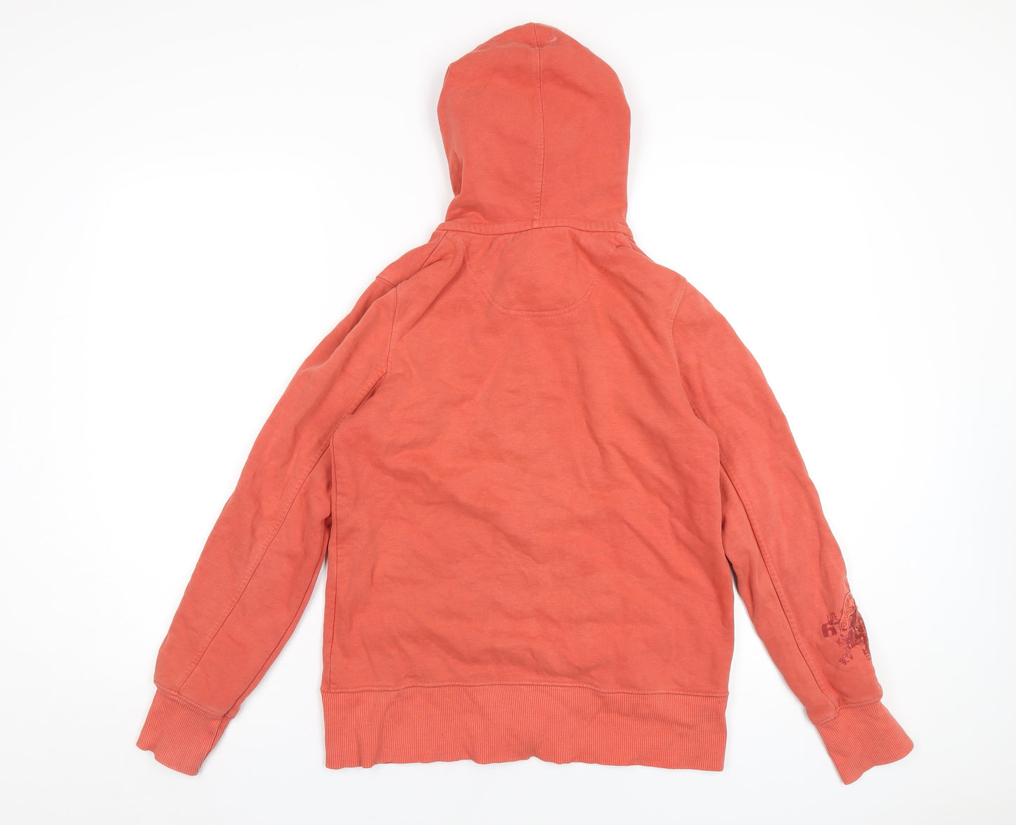 Fat Face Womens Orange Cotton Full Zip Hoodie Size 10 Zip