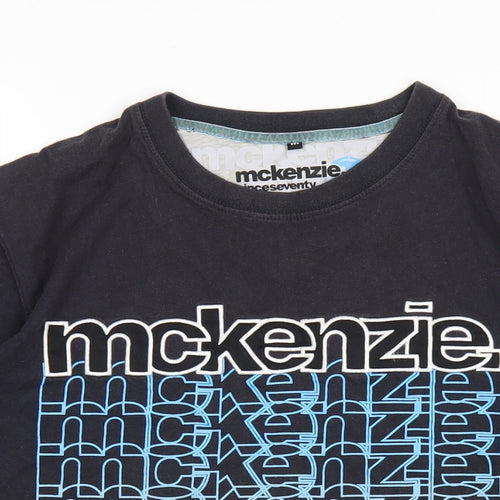 McKenzie Mens Black Cotton T-Shirt Size M Round Neck