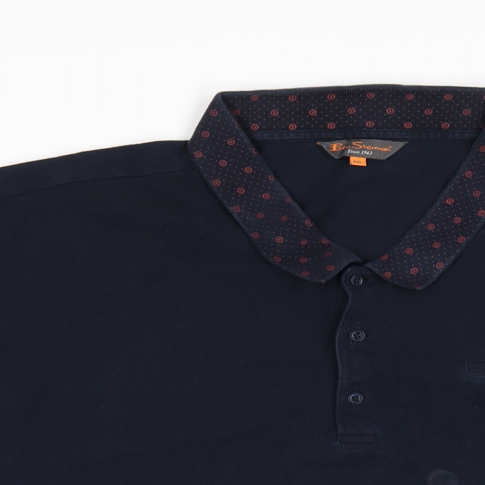Ben Sherman Mens Blue Cotton Polo Size 4XL Collared Button