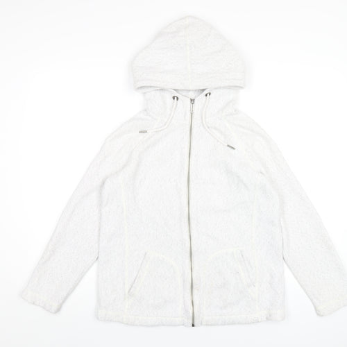 Fat Face Womens White Cotton Full Zip Hoodie Size S Zip