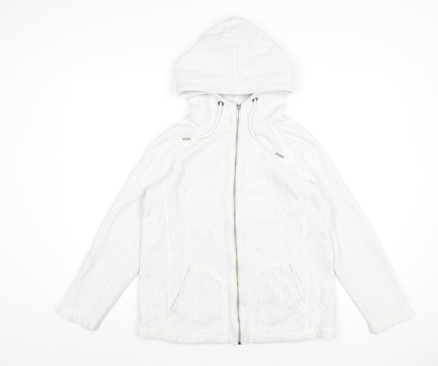 Fat Face Womens White Cotton Full Zip Hoodie Size S Zip