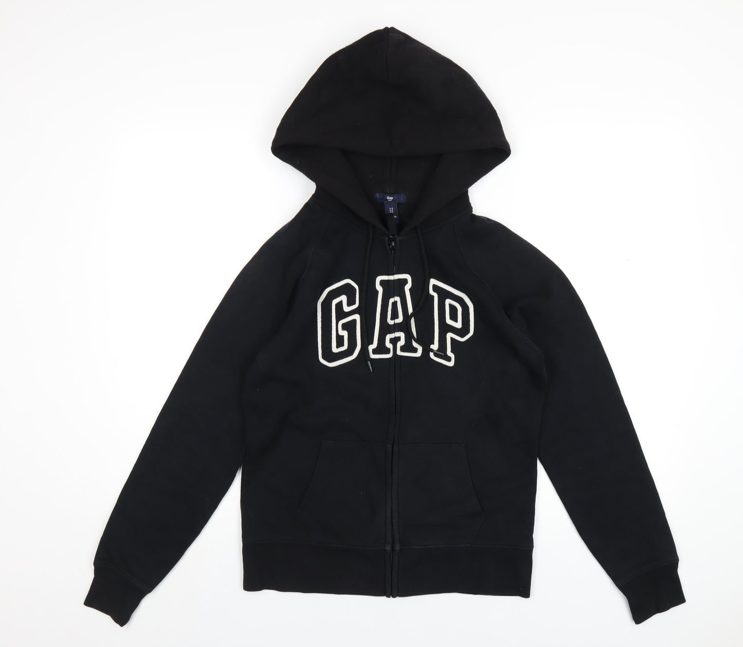 Gap Womens Black Cotton Full Zip Hoodie Size S Zip - Embroidered Logo