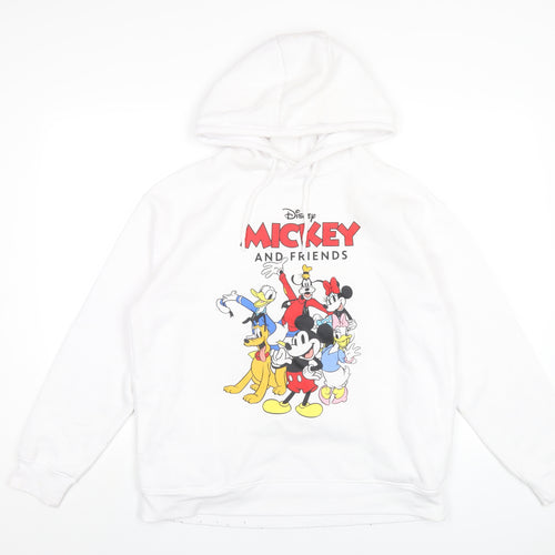 Disney Womens White Cotton Pullover Hoodie Size 12 Pullover - Mickey Mouse and Friends