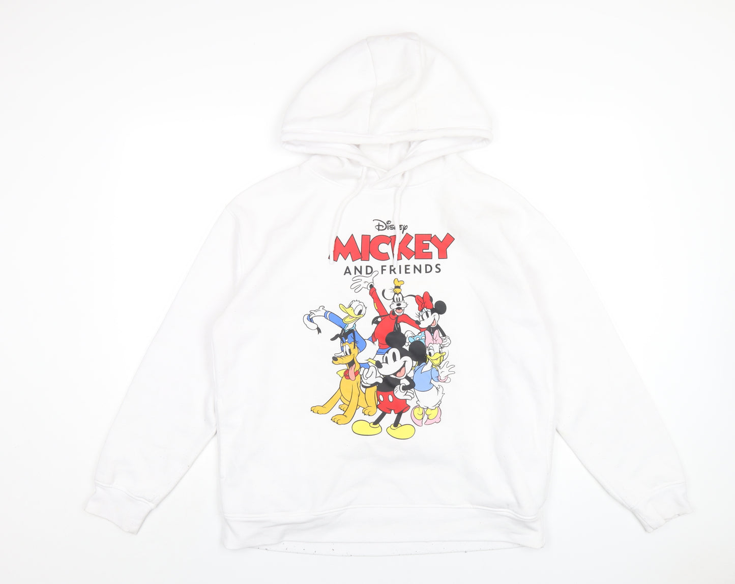 Disney Womens White Cotton Pullover Hoodie Size 12 Pullover - Mickey Mouse and Friends