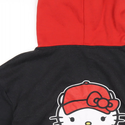 Hello Kitty Womens Black Polyester Pullover Hoodie Size 6 Pullover