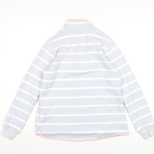 Woolovers Womens Blue Striped Cotton Pullover Sweatshirt Size S Zip