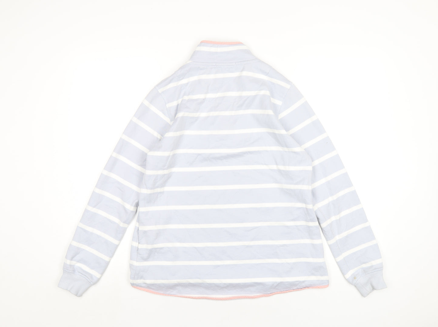 Woolovers Womens Blue Striped Cotton Pullover Sweatshirt Size S Zip