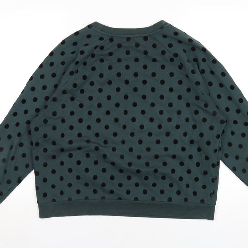 Whistles Womens Green Polka Dot Cotton Pullover Sweatshirt Size L Pullover