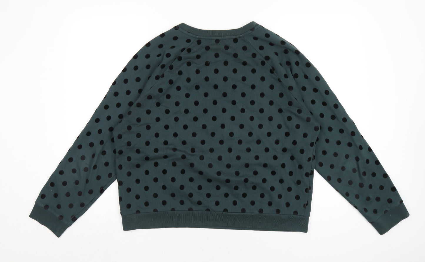 Whistles Womens Green Polka Dot Cotton Pullover Sweatshirt Size L Pullover