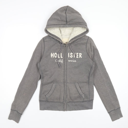 Hollister Womens Grey Cotton Full Zip Hoodie Size S Zip