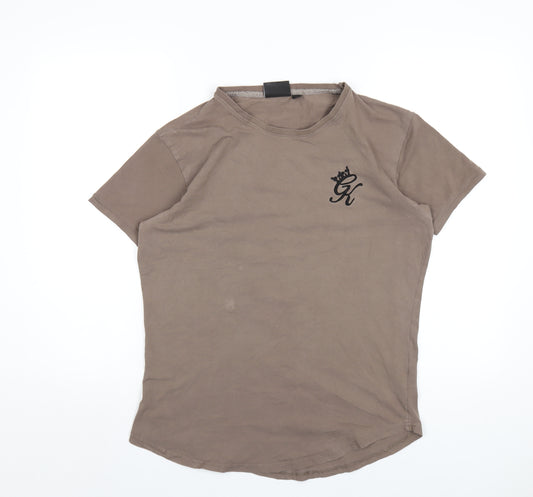 Gym King Mens Brown Cotton T-Shirt Size L Round Neck