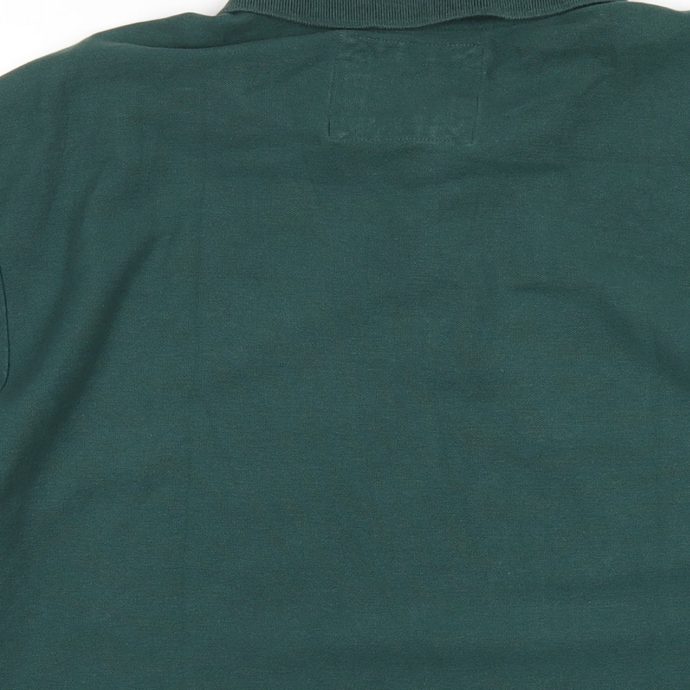 Charles Wilson Mens Green Cotton Polo Size XL Collared Button