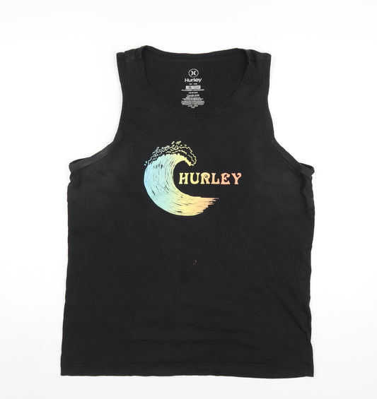 Hurley Mens Black Cotton T-Shirt Size M Round Neck