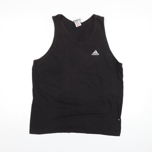 adidas Mens Black Cotton T-Shirt Size L Round Neck