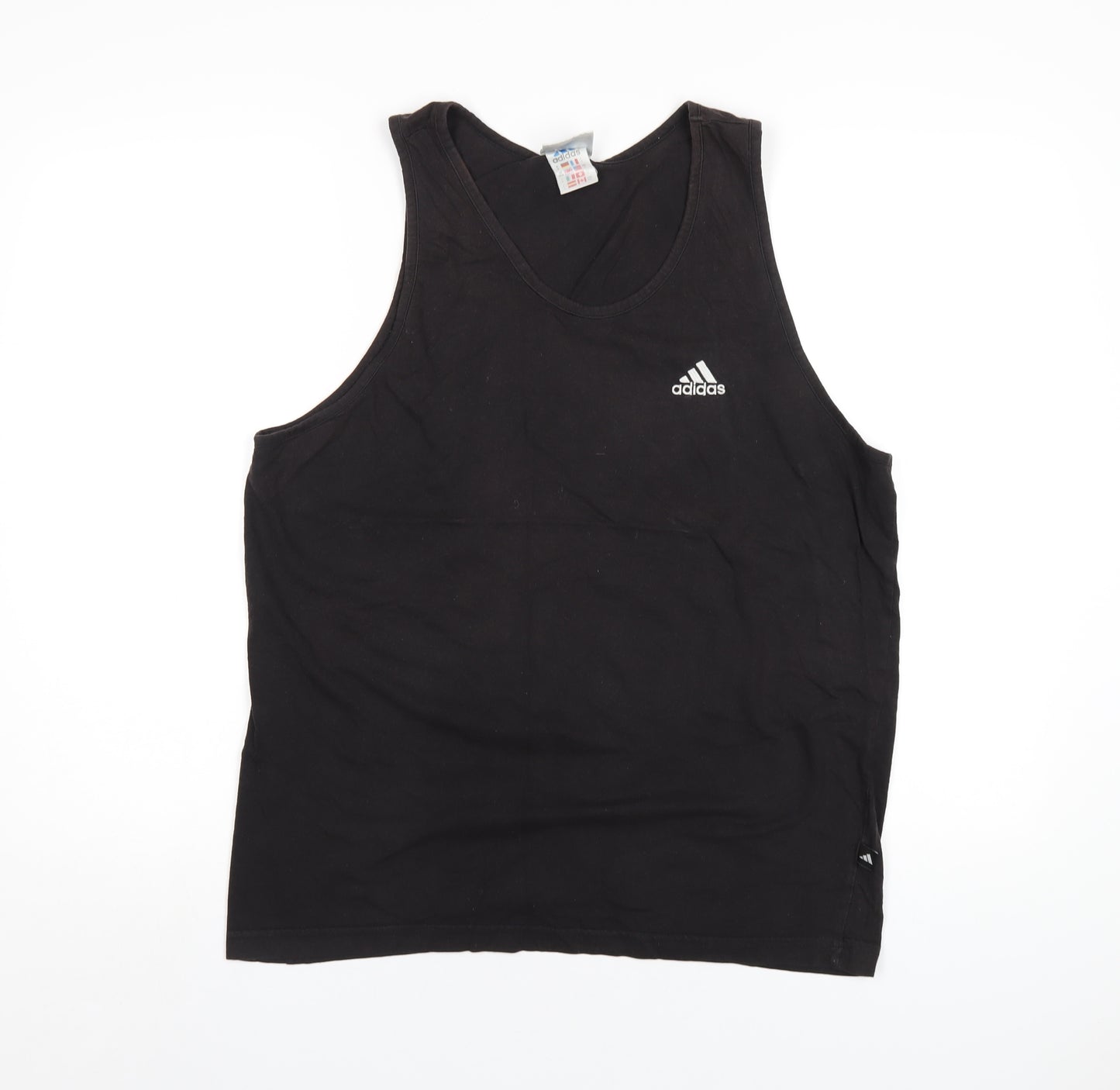 adidas Mens Black Cotton T-Shirt Size L Round Neck