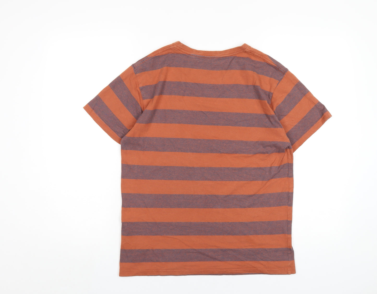 Regatta Mens Orange Striped Cotton T-Shirt Size S Round Neck