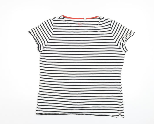 Boden Womens White Striped Cotton Basic T-Shirt Size 20 Round Neck