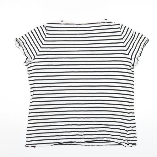 Boden Womens White Striped Cotton Basic T-Shirt Size 20 Round Neck