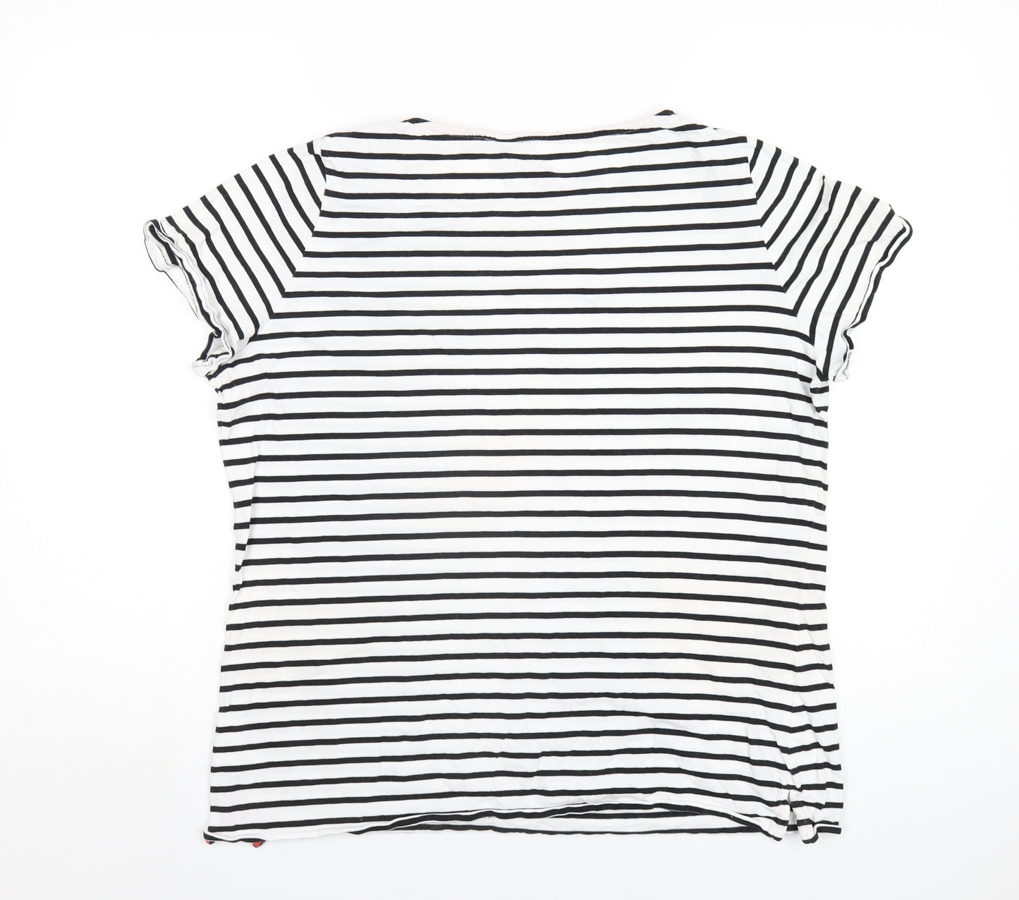 Boden Womens White Striped Cotton Basic T-Shirt Size 20 Round Neck