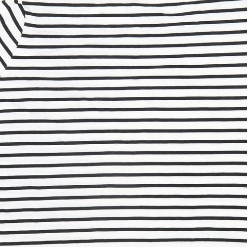 Boden Womens White Striped Cotton Basic T-Shirt Size 20 Round Neck