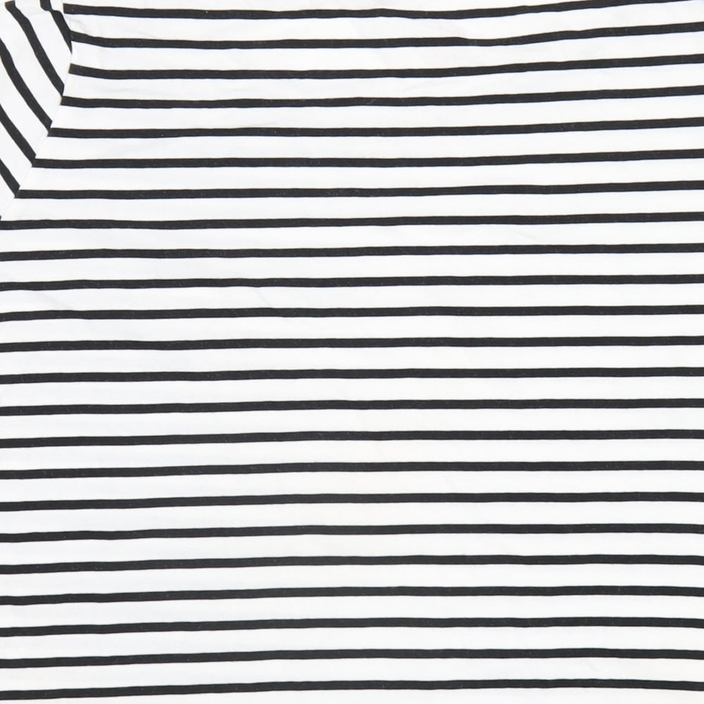 Boden Womens White Striped Cotton Basic T-Shirt Size 20 Round Neck