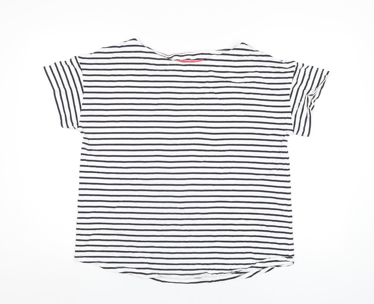 Boden Womens White Striped Cotton Basic T-Shirt Size 20 Round Neck