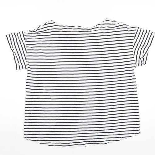 Boden Womens White Striped Cotton Basic T-Shirt Size 20 Round Neck