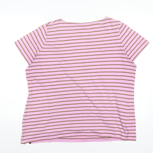 Boden Womens Pink Striped Cotton Basic T-Shirt Size 22 Round Neck