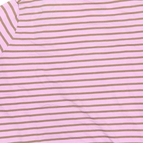 Boden Womens Pink Striped Cotton Basic T-Shirt Size 22 Round Neck