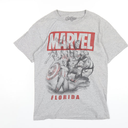 Marvel Mens Grey Cotton T-Shirt Size S Round Neck - Avengers