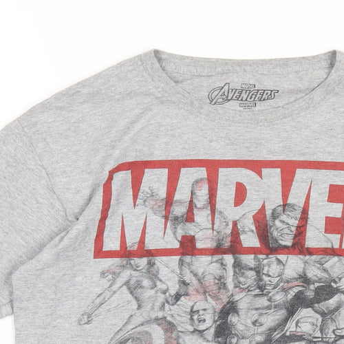 Marvel Mens Grey Cotton T-Shirt Size S Round Neck - Avengers