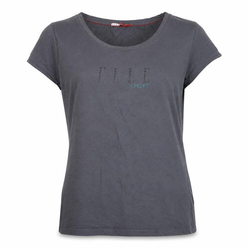 Elle Sport Womens Grey Cotton Basic T-Shirt Size XL Round Neck
