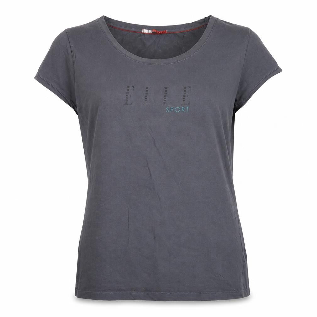 Elle Sport Womens Grey Cotton Basic T-Shirt Size XL Round Neck